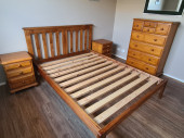 Queen Bed Frame, Tallboy and 2 Side Tables