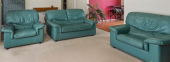 Genuine leather 2 seater couch plus 2 armchairs