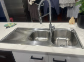 Stainless Steal double bowl sink with flick mixture tap