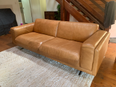 Three Seater Leather Sofa Couch (brown)